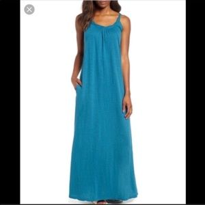 Caslon Blue Twist Neck Maxi Dress NWT